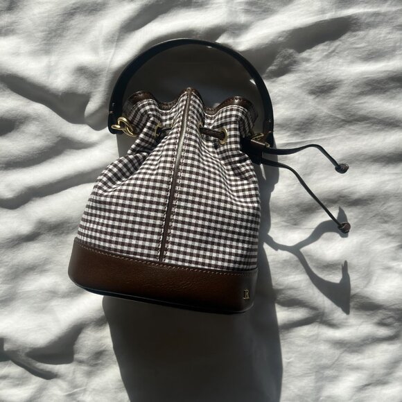 Rouje brown gingham leather bucket bag - Picture 3 of 3